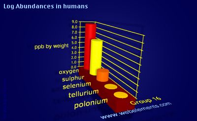 image showing Abundances in humans: group 16 logs periodic periodicity for group 16 chemical elements