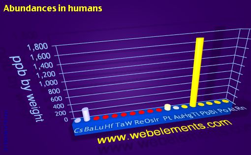 image showing Abundances in humans: period 6spd periodic periodicity for 6s, 6p, and 6d chemical elements