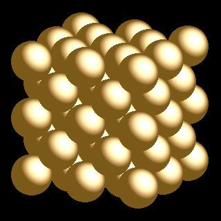 Gold crystal structure image (space filling style)