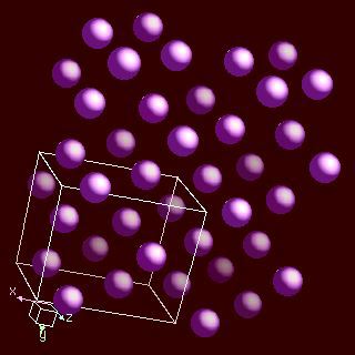 Bismuth crystal structure image (ball and stick style)