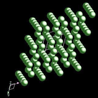 Lanthanum crystal structure image (ball and stick style)