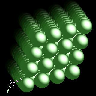 Lanthanum crystal structure image (space filling style)