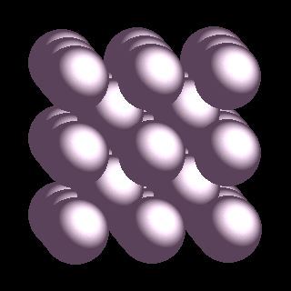 Molybdenum crystal structure image (space filling style)