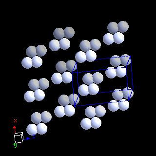 Nitrogen crystal structure image (ball and stick style)