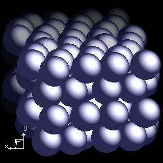 Plutonium crystal structure image (space filling style)