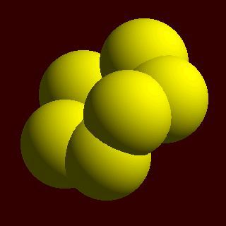 Sulfur crystal structure image (space filling style)